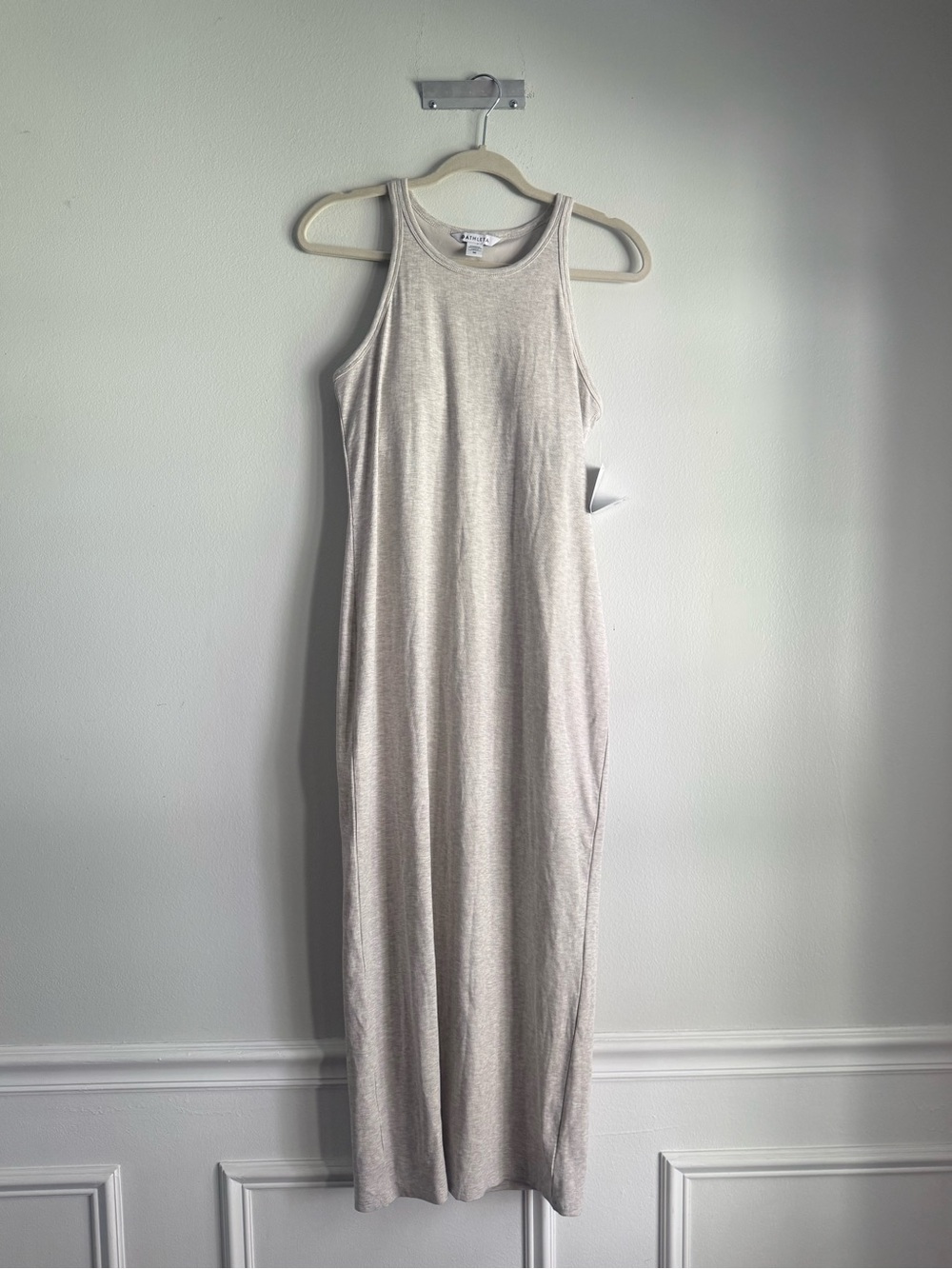 Athleta Signature Rib Maxi Dress Light Gray Size M NWT